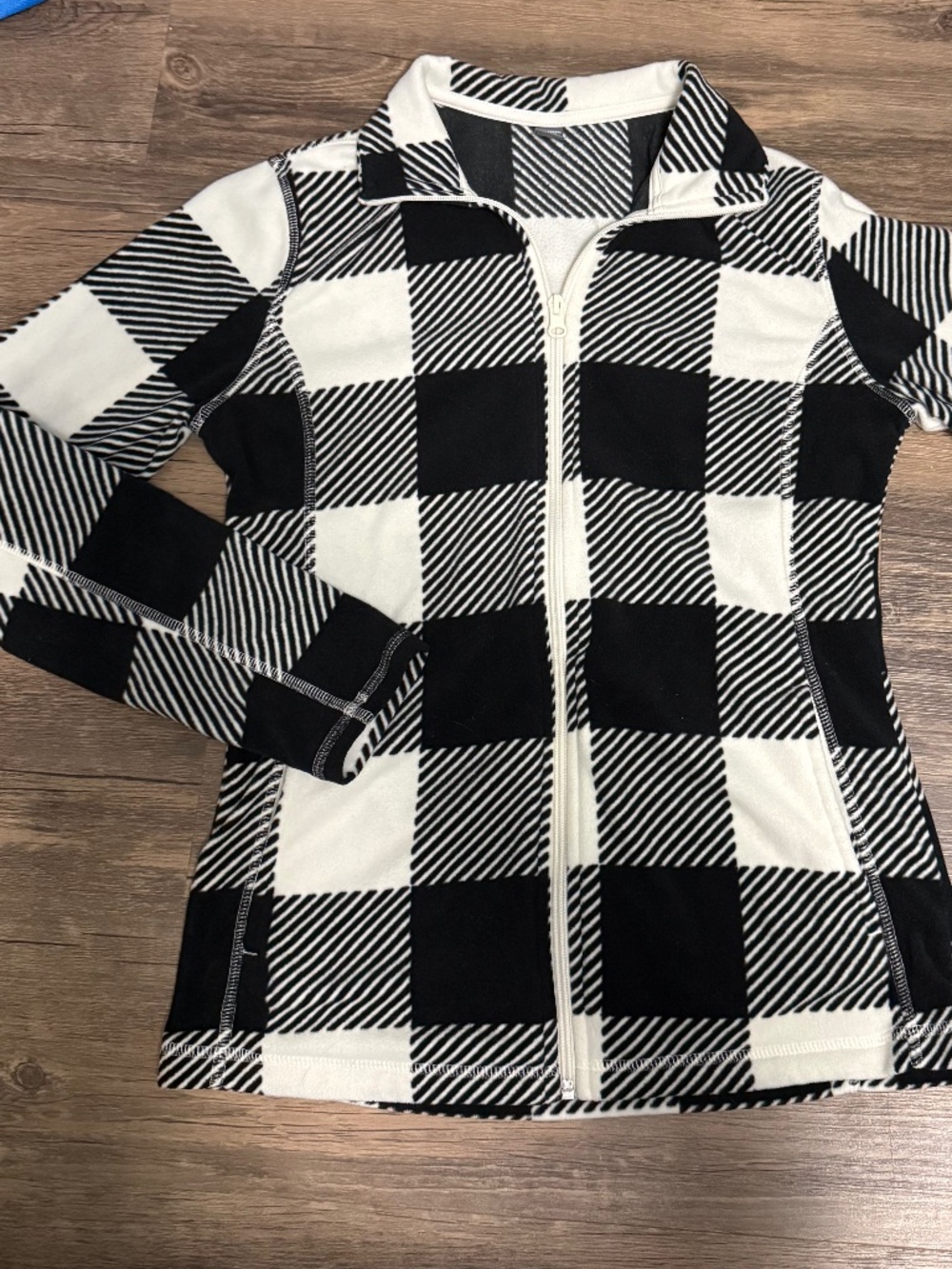 Plaid Fleece Long Sleeve Zip Up Sweater